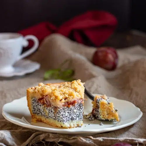 crumble cheesecake torta con susine formaggio e semi di papavero