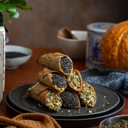 cannoli salati con mousse di zucca e gorgonzola