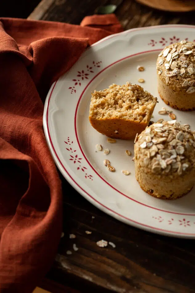 Muffin integrali con crusca d'avena e miele