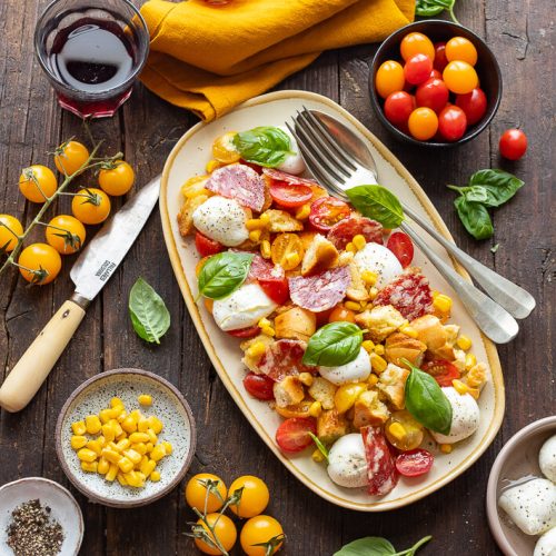 acquasale con bufala pomodorini e salame Felino IGP