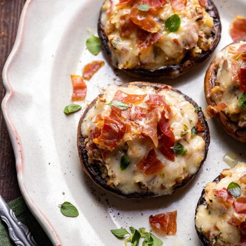funghi ripieni con prosciutto